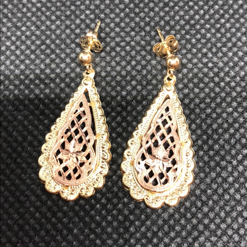 14k yellow and rose gold earrings
